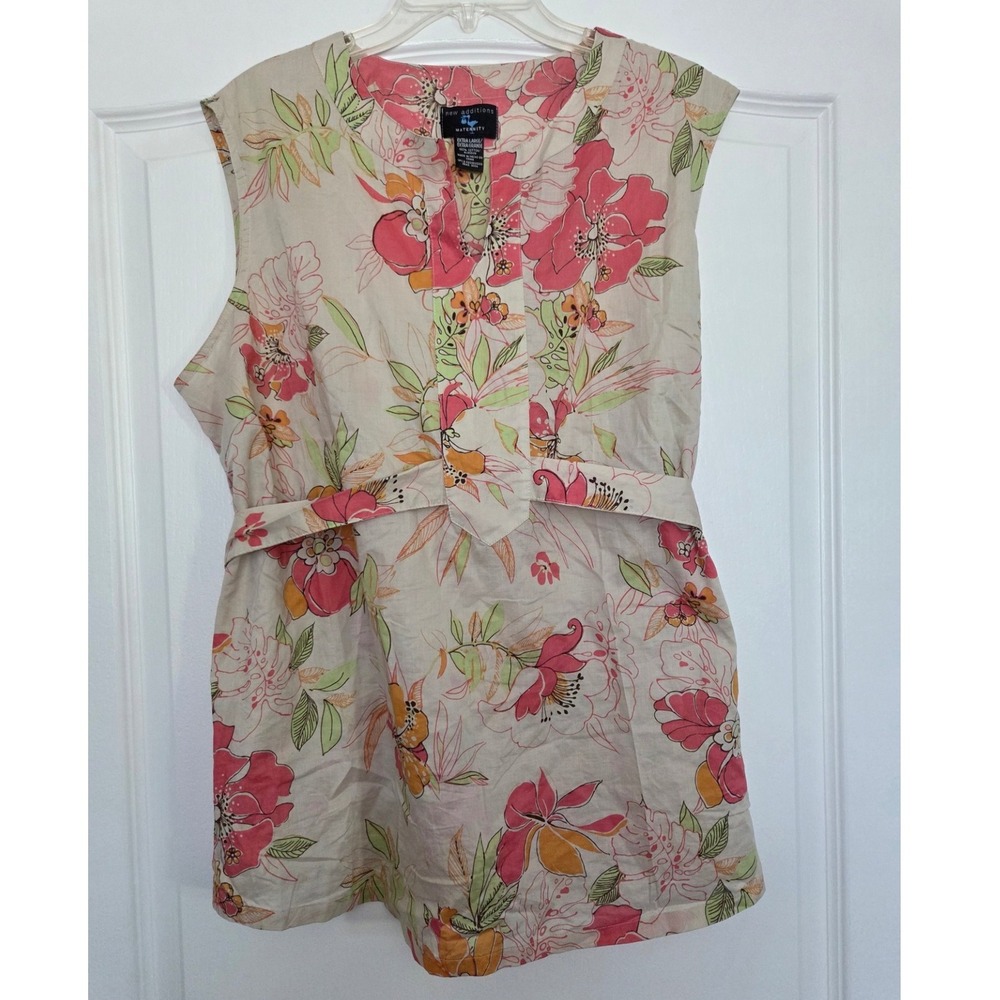 New Additions Maternity Floral Print‎ Sleeveless Top Blouse Extra Large Boho